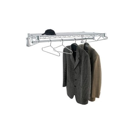 Global Equipment Chrome Coat Rack with Bars - Wall Mount - 36"W x 24"D x 6"H 6807